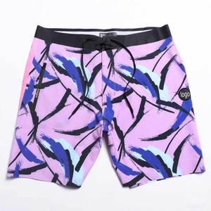 Nouveau Design hommes Shorts de plage 100% Polyester maillots de bain avec poches taille moyenne décontracté planche Surf Shorts solide tricoté Style - Product Image 4