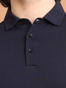 Venta al por mayor 100% algodón estampado bordado Logo hombres Polo Camisa lisa en blanco Golf Polo camiseta personalizada Polos 2025 Color marino - Product Image 3