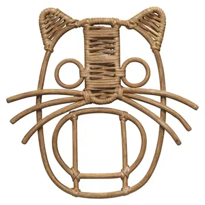 Unique hand woven decorative accents wall mask natural rattan wall art decor made in Vietnam