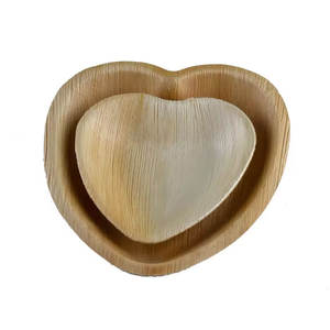 Bols à dîner jetables biodégradables écologiques en forme de cœur en forme de feuille de palmier Vaisselle compostable de meilleure qualité pour le service des aliments - Product Image 1