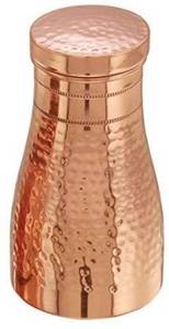 Bouteille d'eau de style classique en cuivre pur martelé avec récipient en verre intégré Design unisexe portable et réutilisable pour la maison/le bureau - Product Image 5