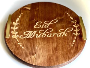 Plateau à dessert et de service en bois d'acacia artisanal avec incrustation de nacre de qualité supérieure Idéal Eid Ramadan et divertissement festif - Product Image 3
