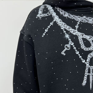 Custom Streetwear <b>Spray</b> <b>Paint</b> Distressed Rhinestone Pullover Eco-Friendly Vintage Fleece Regular Fit Winter Screen Print Style - Product Image 4