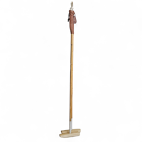 Bâton de polo Geoffrey, 48 pouces de longueur, marron, style vintage rétro, poignée en cuir, durable, léger, portable, tête en bois, manche de canne