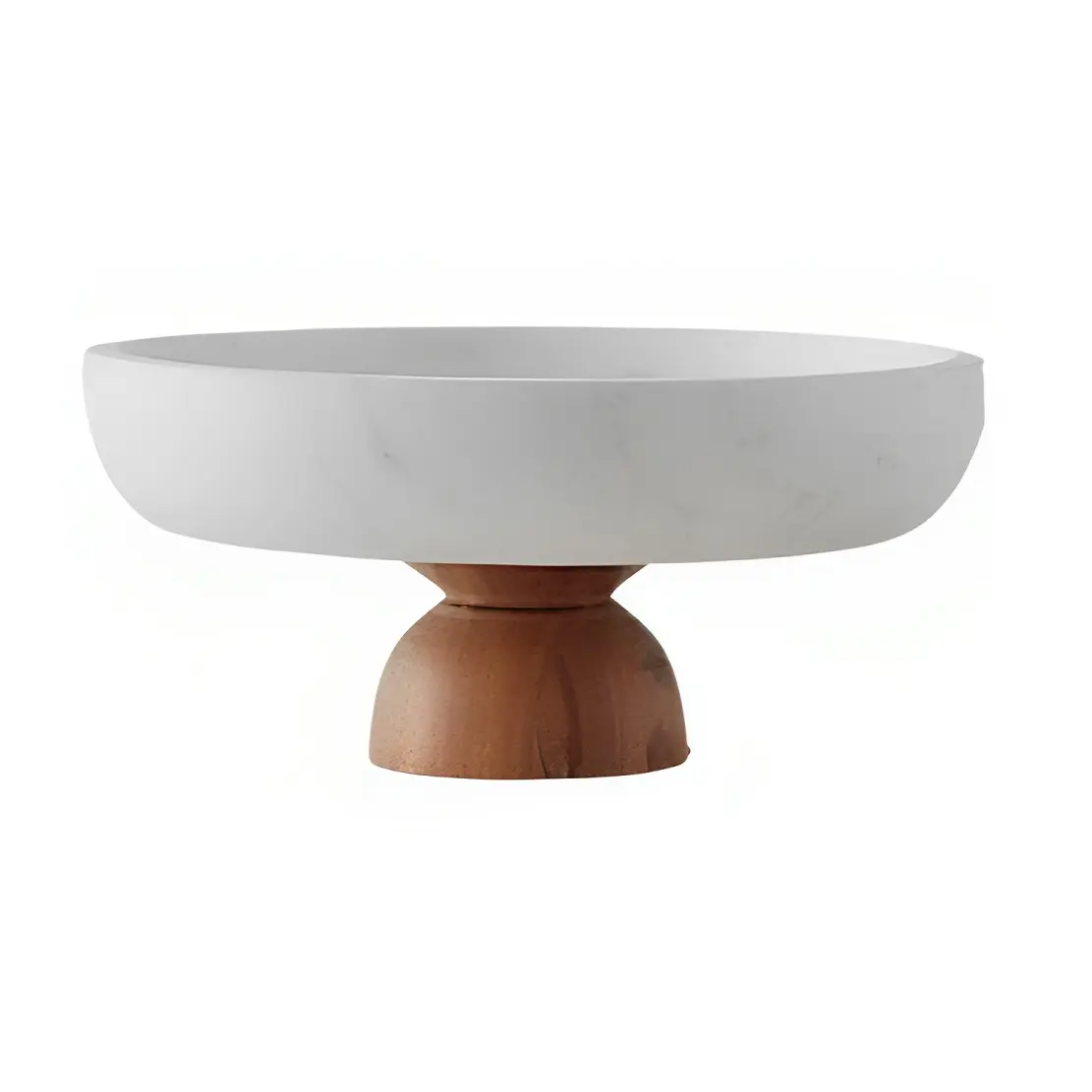 Wooden Base Cake Stand With Marble Top Pleasant Design Tabletop Decorative Serving Ware For Parties And Wedding