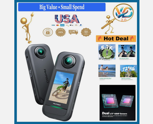 Caméra d'action sportive 360 degrés résistante aux intempéries 720P HD Wi-Fi 48MP HDR-Ready MicroSD Gris - Product Image 1