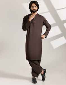 Nouveau 2025 Shalwar Kameez pour mariage couleur unique porter de beaux costumes de créateur Kurta Shalwar Designs pour hommes - Product Image 4