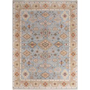 Tapis en laine noué à la main Savana Blue, motif médaillon, tapis de salon, 9x12, rectangle, décoration de couloir pour usage domestique - EPR-1507 - Product Image 1