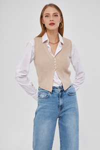Comfortable Stylish <b>Women's</b> <b>Knitted</b> Blouse <b>Vest</b> Fashionable Casual Fabric for Office and Daily Use - Product Image 4