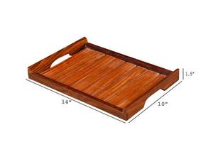 Plateau moderne en bois de noyer pouf avec poignées plateau de service pour la décoration de salon idée cadeau pour la maison - Product Image 2