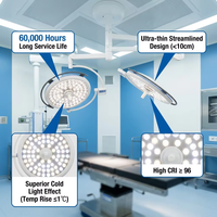 Lampe chirurgicale LED ultra-mince à double tête CHLED700/500, coque en alliage d'aluminium, 160000 Lux, lumière OT pour lit d'hôpital et chirurgie