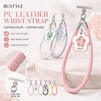 Dragonne multifonction en cuir PU avec mousqueton pivotant pour téléphone, porte-clés, breloque de sac, support de jouet en peluche, étiquette personnalisée