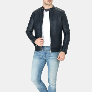 Chaqueta de cuero para hombre con embalaje personalizado para otoño e invierno, chaqueta de cuero de motorista para hombre de peso pesado de nuevo estilo para hombre con OEM - Product Image 5