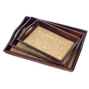 Bandeja de Servir Art Deco de Madera Natural Premium, Decoración de Hogar de Lujo, Hecha a Mano, Exportación al por Mayor de Ramadán, India - Product Image 1