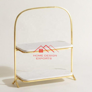 Support à gâteau en aluminium moulé avec plateau en marbre, support à gâteau de luxe très vendu pour la présentation de gâteaux de mariage - Product Image 6