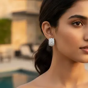 Pendientes de Aro de Plata de Ley 925 con Circonita Cúbica para Uso Diario, Estilo Religioso Moderno, Rodio, Oro de 14K, Perla, Oro Rosa, Regalo Perfecto - Product Image 2