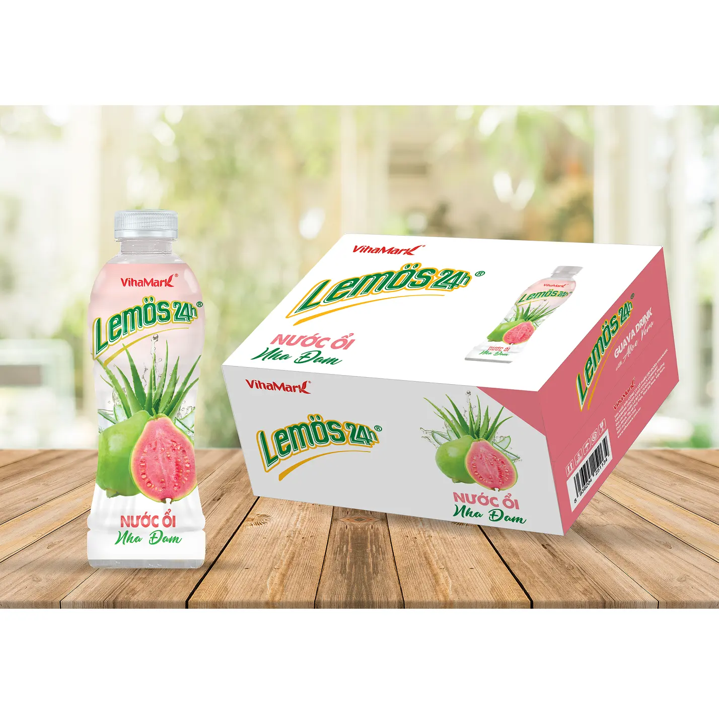 Anti-aging Sterilized Puree Natural Fresh Lemos24h Bottle 500ml  24 Bottle/Catton  Aloe Vera Guava Juice