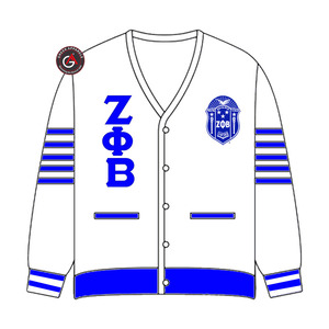 Cardigans en acrylique pour femmes Zeta Phi Beta avec broderie fine |   Pull cardigan brodé personnalisé pour femmes ZOB Sorority - Product Image 4