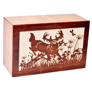 Caja de cremación de palisandro para cenizas humanas Árbol DE LA VIDA Ciervo Urna personalizada para mascotas Entierro hecho a mano - Product Image 2