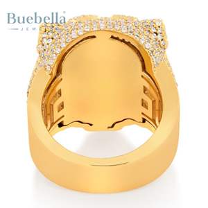 28mm Luxury Fully Iced out Moissanite Diamond <b>Ring</b> Tiger Style 925 Sterling <b>Silver</b> Unique <b>Ring</b> For <b>Men</b> Red Coloured Diamond eyes - Product Image 4