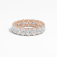 Anillo de Eternidad con Diamantes Ovalados Cultivados en Laboratorio de 4.74 Quilates en Oro Blanco de 14K y 18K con Baño de Rodio, Anillo de Bodas, Joyería al por Mayor, Suministro B2B