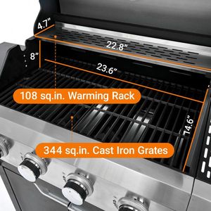 "4-Burner Stainless Steel Gas Grill with Side Burner for Luxurious Outdoor BBQ <b>Camping</b> Brand new - Product Image 4