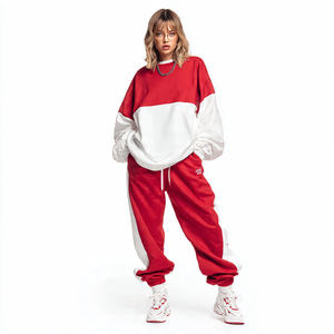 Conjunto Deportivo Holgado de Invierno para Mujer, Estilo Urbano, con Sudadera de Cuello Redondo y Pantalones Deportivos Holgados con Diseño de Hombros Caídos - Product Image 6