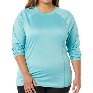 Nouveauté Slim-fit Crew Neck Rash Guard T-shirts Protection de la peau pour les vêtements de plein air Manches longues Rash Guard pour les femmes OEM - Product Image 1