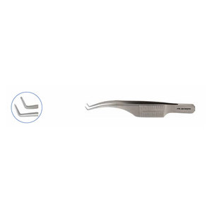 Pinzas de Microsutura Barraquer Colibri 1x2 Dientes, Punta de 0.12 mm, Acero Inoxidable, Instrumento Microquirúrgico Manual, 7.5 cm de Longitud, CE - Product Image 1
