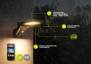 Lampada solare a LED regolabile Ganda 10,2x21,3 cm 3W IP65 (GSC 200210017) - Product Image 2