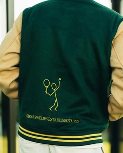 Chaqueta Universitaria Personalizada para Hombre, Cuerpo de Lana, Mangas de Cuero PU, Chaqueta Bomber de Béisbol Universitaria, Ropa de Calle, Bordado con Logotipo OEM - Product Image 3