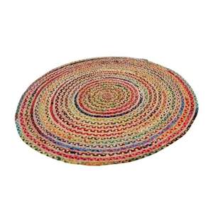 Qualité optimale jute organique forme ronde tapis ensemble brodé à la main pour salon chambre prix de gros - Product Image 1
