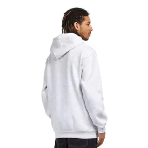 Men's Light Gray Hooded Sweatshirt Regular Fit Solid <b>Colour</b> Casual Fleece Hoodie With Front Pocket Autumn Wear 2027 - Product Image 3