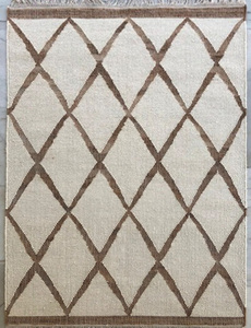 พรมปอกระเจาและขนสัตว์สำหรับใช้ในบ้านงานสานด้วยมือดีไซน์แบบโมร็อกโกจากอินเดีย - Product Image 3