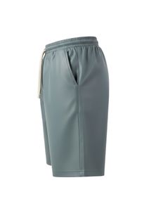 <b>Mens</b> Solid Color Genuine Leather <b>Shorts</b> with Adjustable Drawstring <b>Waist</b> Fashionable - Product Image 2