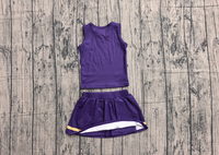 Ensemble de vêtements de yoga et de sport pour bébés filles, haut à rayures violettes et dorées, jupe et short