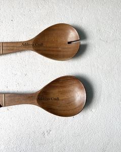 Serveur à salade en bois d'acacia de style unique meilleure qualité outil à salade cuillère fourchette couverts en bois prix de gros ustensiles de cuisine - Product Image 3