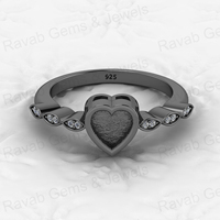Hochwertiger 18K vergoldeter 925er Silber 6mm Herz-Ring mit Zirkonia-Akzenten für DIY Muttermilch-Harz-Erinnerungsschmuck