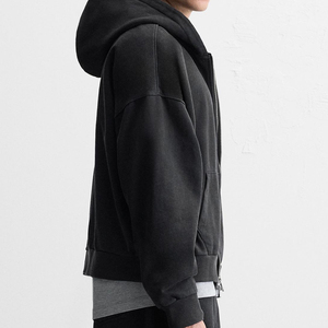 Sweat à capuche délavé pour hommes Sweat à fermeture éclair avec capuche en coton biologique Sweats à capuche pour hommes Polaire personnalisée Sweat pour hommes Expédition DDP - Product Image 3