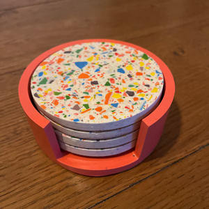 Hot Best Quality Terrazzo Natural Resin <b>Coasters</b> Resin Inlay Marble Pattern <b>Coasters</b> Absorbent Stone <b>Coaster</b> 4 Pcs <b>Set</b> - Product Image 4