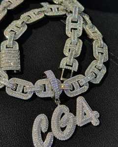 Colgante de Letra Estilo Hip Hop para Hombre con Moissanita Real de 2.50Ct, Corte Princesa, Chapado en Plata Esterlina, Certificado IGI, Engaste de Canal - Product Image 2