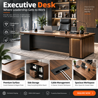 Solution complète de mobilier de bureau pour projets, incluant bureau de direction, postes de travail en équipe, salle de réunion, réception, salon et espace de rangement
