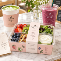 AT PACK Custom Salad Food Box with 250g White Card Paper, Disposable Takeaway Packaging Box for Cafe, Restaurant & Catering