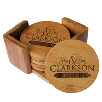Cadeau promotionnel pour la Journée de la Terre, sous-verre en bambou personnalisé, produits écologiques, ensemble de sous-verres en bambou