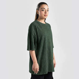 T-shirts imprimés vert délavé style streetwear en jersey épais 300 grammes, disponibles par sérigraphie - Product Image 3
