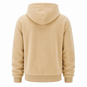 Mens <b>Sherpa</b>-Lined Fleece <b>Hoodie</b> Pullover Regular Fit 100% Cotton Anti-Pilling Winter Sweatshirt Customizable for Streetwear - Product Image 3