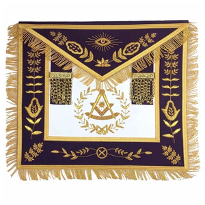 Tablier maçonnique personnalisé brodé, franges dorées, velours violet, insigne rectangulaire, style classique, à coudre, accessoire décoratif 2026 - Product Image 1