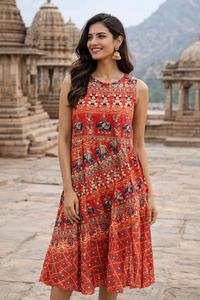 Vestido Midi de Algodón Estampado Naptol, Hermoso y Elegante, Ideal para Vacaciones y Fiestas, Vestido Naptol Cómodo - Product Image 2