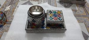 Artesanías de estilo árabe de madera con incrustaciones de Metal Bakhoor bandeja Mubakhar quemador de incienso para Eid/Ramadán regalo y artículo decorativo - Product Image 4