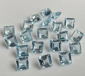 Topacio azul cielo natural cuadrado 7mm corte facetado-corte cuadrado Topacio azul cielo Suelto - Product Image 4